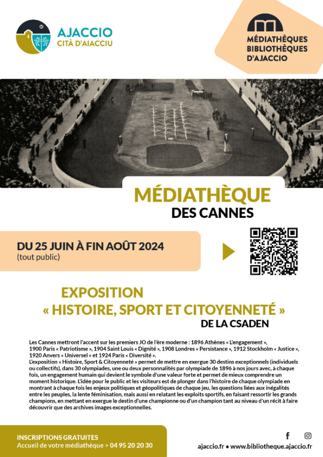Exposition « Histoire, sport et citoyenneté » - Médiathèque des Cannes - Aiacciu