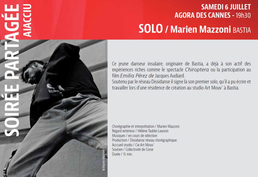 Festival Dissidanse / Danse / Soirée partagée : « Solo » par Marien Mazzoni - Agora des Cannes - Aiacciu