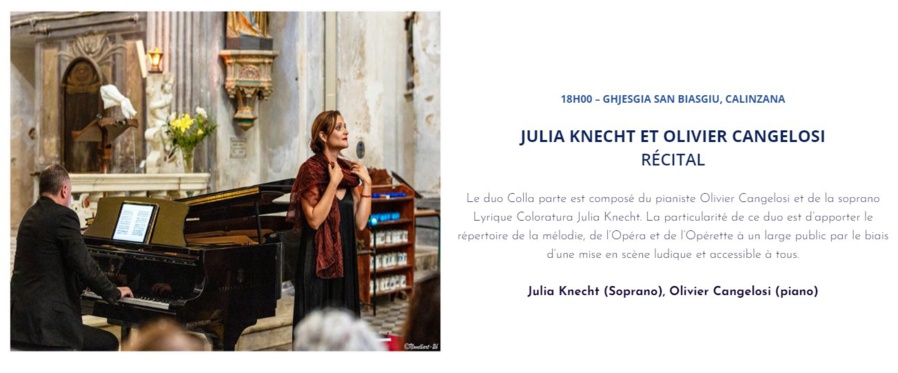 I Scontri di Calinzana 24° Edizione / Récital : Julia Knecht et Olivier Cangelosi - Église San Biasgiu - Calinzana