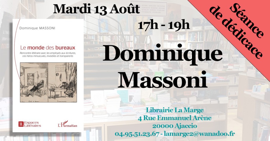 Dédicace de Dominique Massoni - Librairie La Marge - Aiacciu