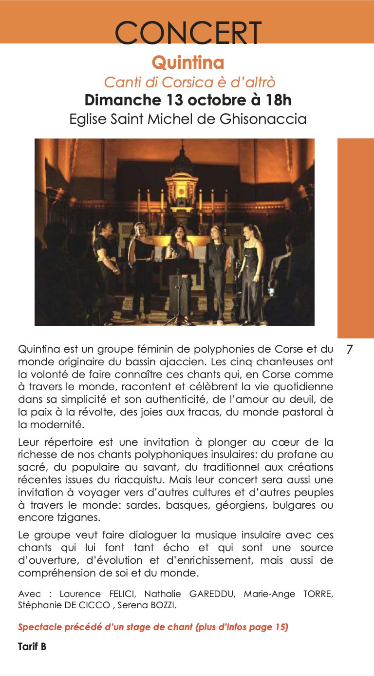 Concert du groupe Quintina : 