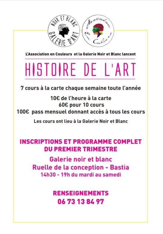 Programme cours d histoire de l art Galerie Noir et Blanc