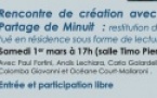 Rencontre de création avec la Cie du Partage de Minuit : restitution du travail effectué en résidence sous forme de lectures - Salle Timo Pieri - I Prunelli di Fiumorbu