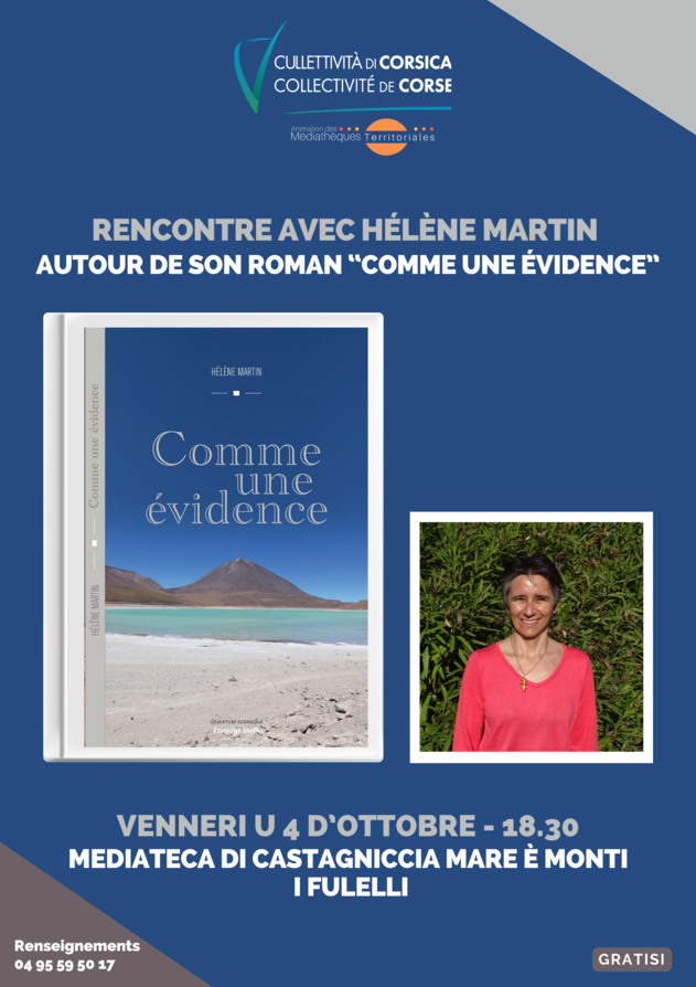 Rencontre avec Hélène Martin autour de son roman « Comme une évidence » - Médiathèque de Castagniccia Mare è Monti - I Fulelli