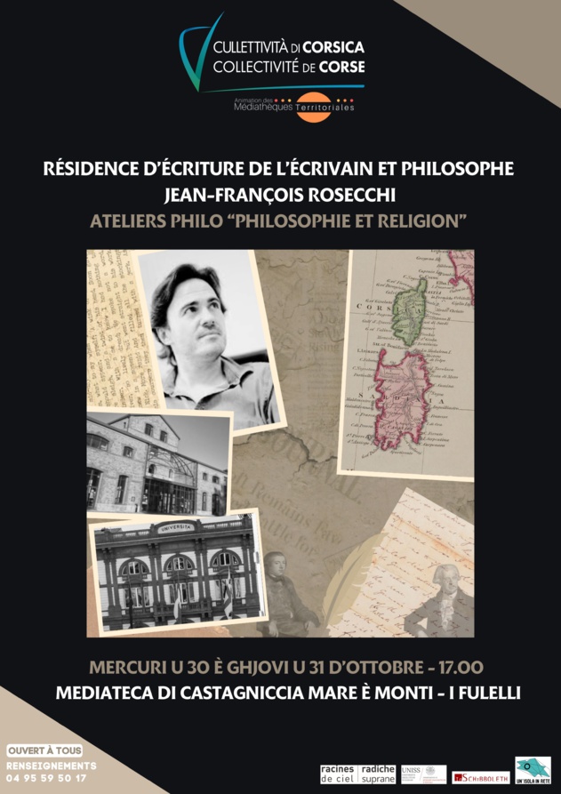 Ateliers philo « Philosophie et religion » ouvert à tous dans le cadre de la résidence d’écriture de l’écrivain et philosophe ajaccien Jean-François Rosecchi - Médiathèque de Castagniccia "Mare è Monti" - I Fulelli