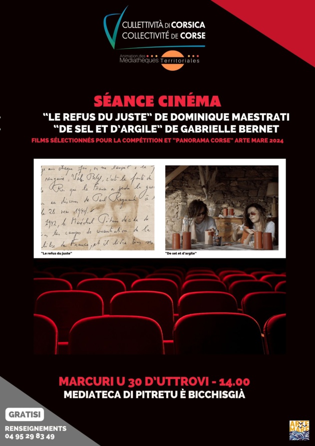 Séance cinéma / Projection des films : "Le refus du juste" de Dominique Maestrati et "De sel et d’argile" de Gabrielle Bernet - Mediateca di Pitretu è Bicchisgià