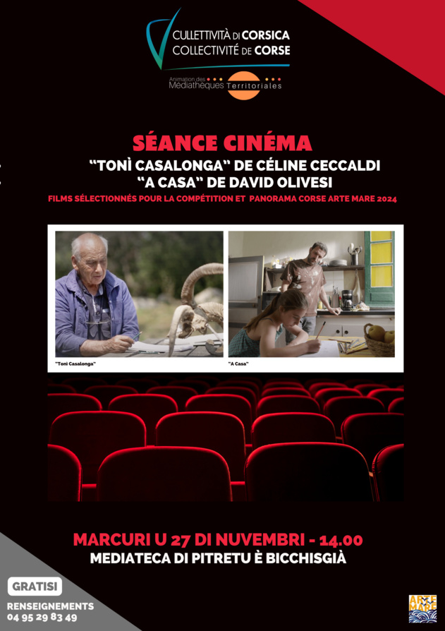 Séance cinéma / Projection des films : "Tonì Casalonga" de Céline Ceccaldi et "A casa" de David Olivesi - Mediateca di Pitretu è Bicchisgià