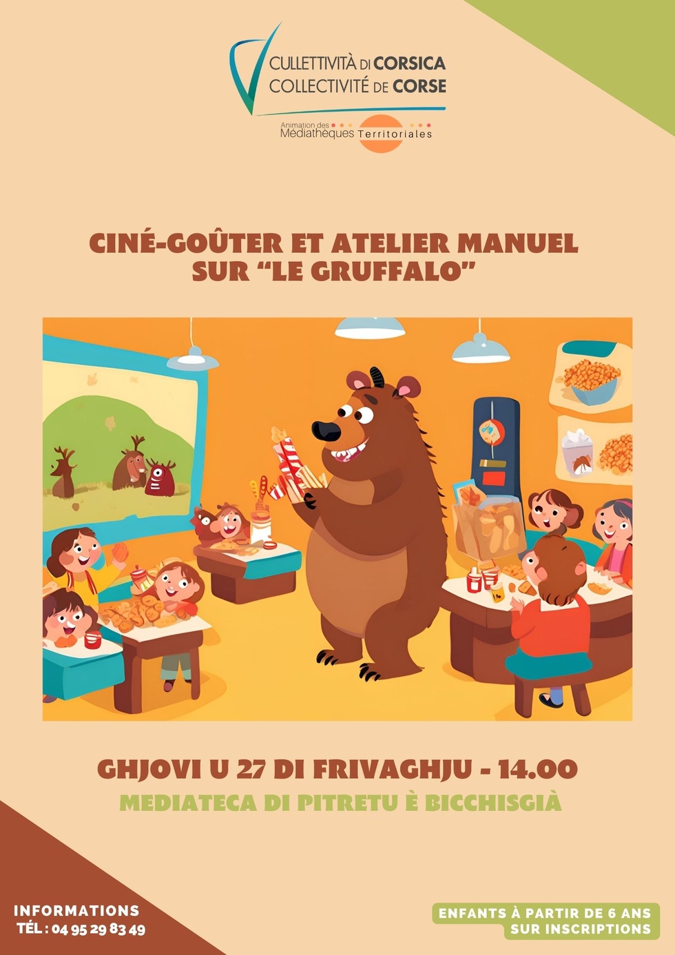 Ciné-goûter et atelier manuel sur “Le Gruffalo”  - Médiathèque - Pitretu è Bicchisgià