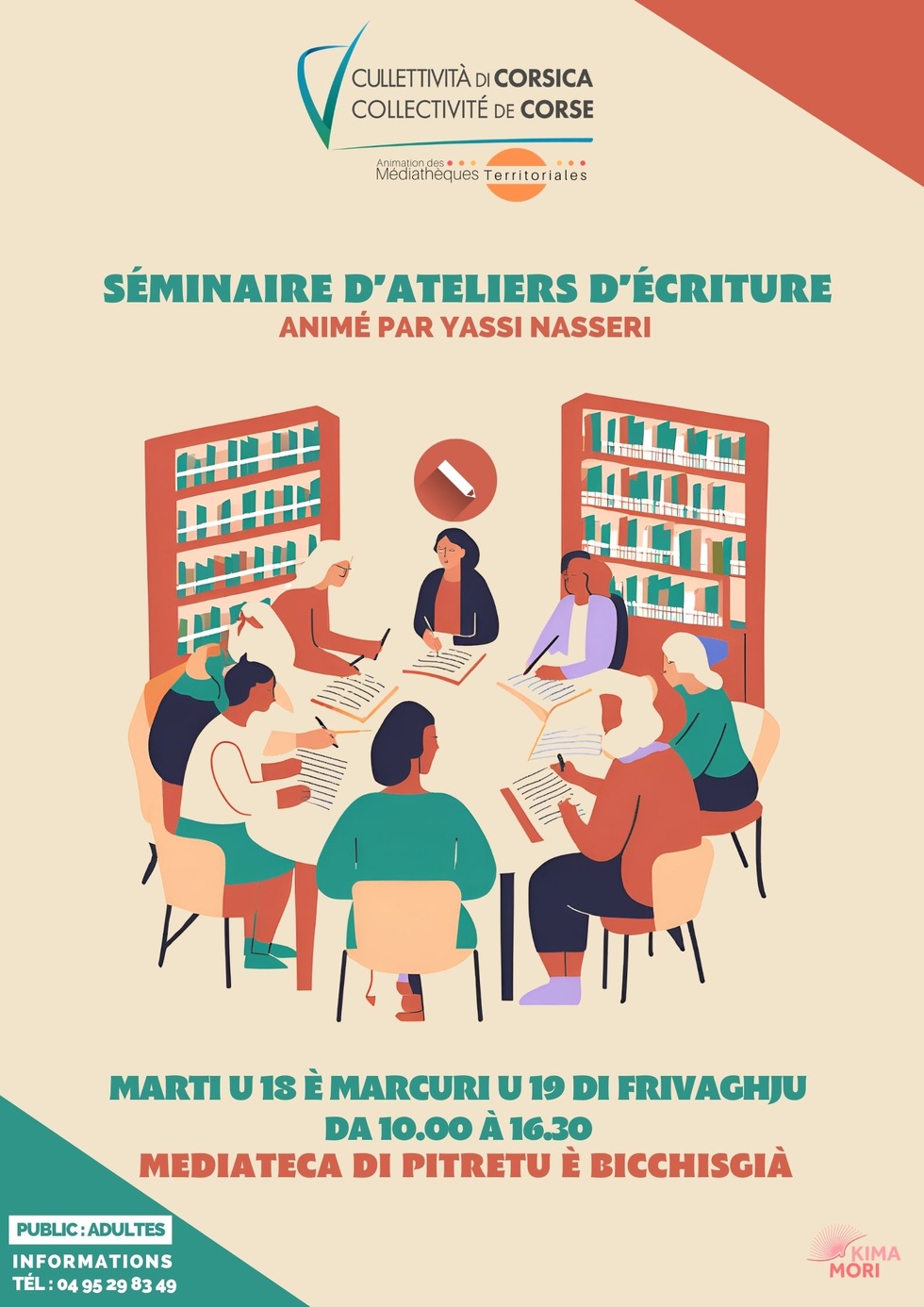 Séminaire d’ateliers d’écriture animé par Yassi Nasseri - Médiathèque - Pitretu è Bicchisgià