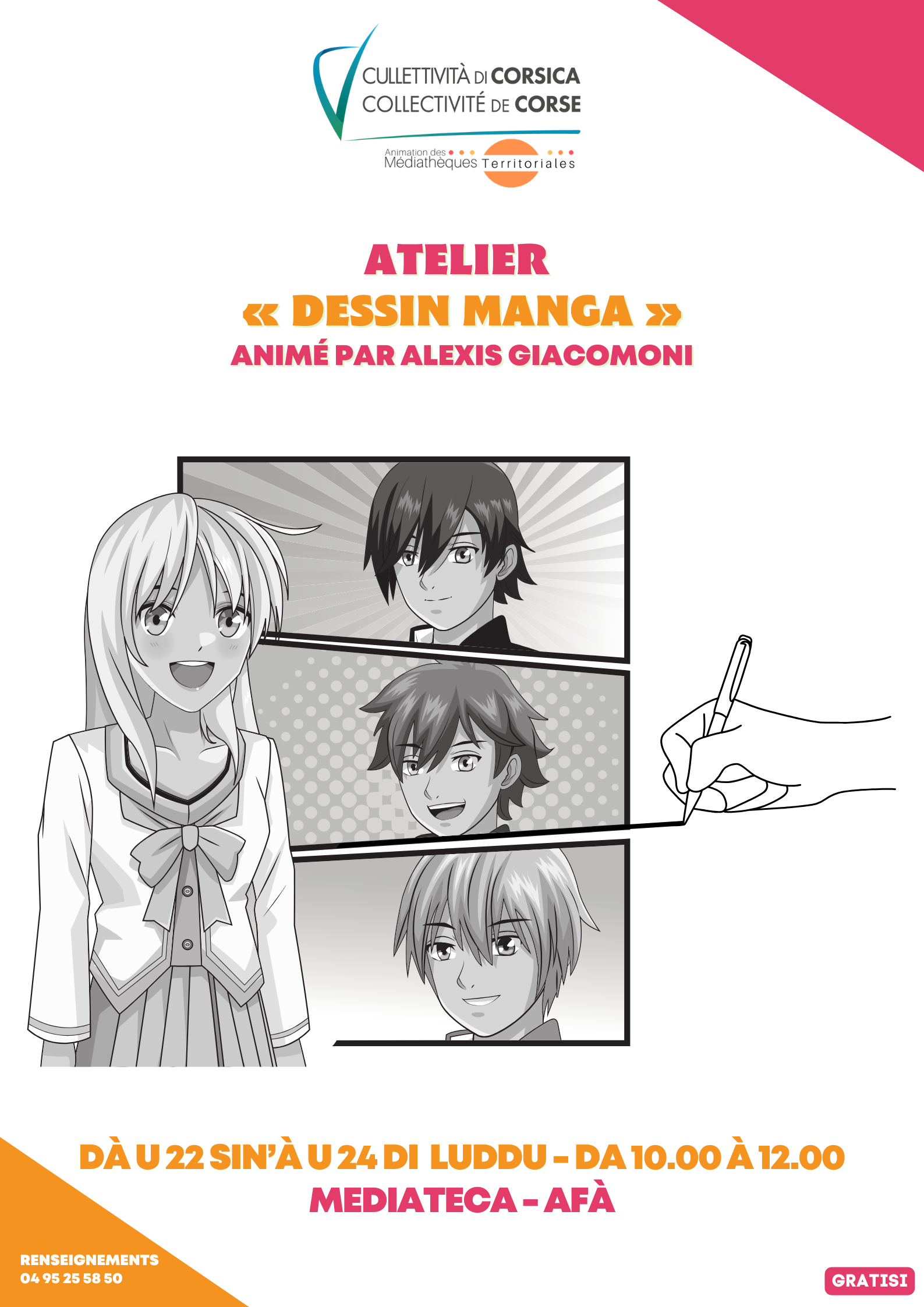 Atelier « dessin Manga » animé par Alexis Giacomoni - Médiathèque d’Afà 