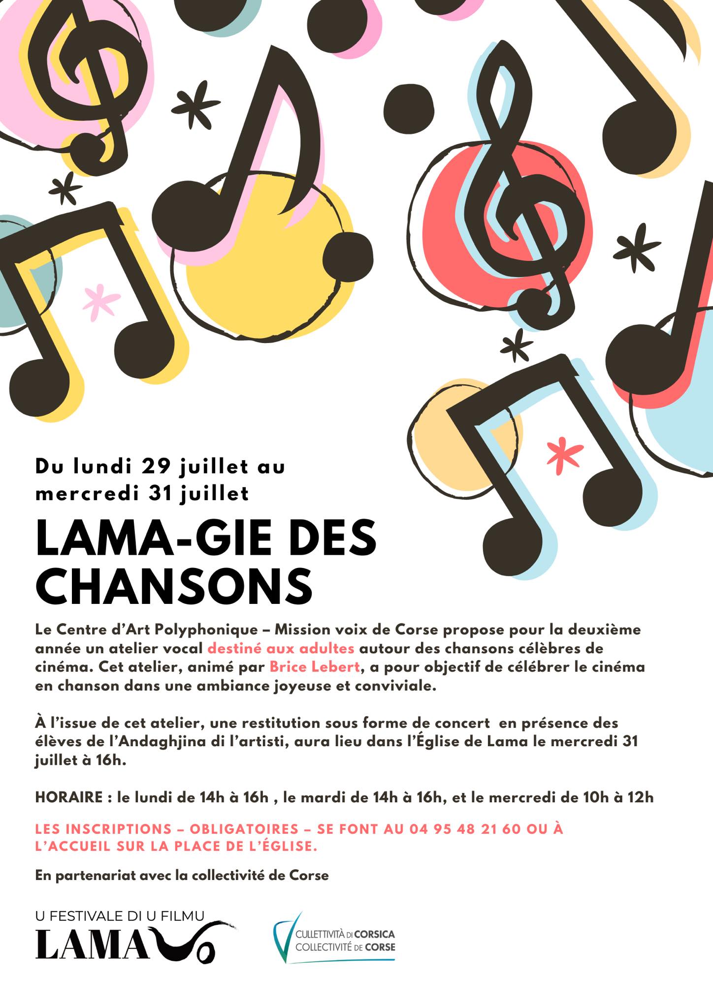 Festival du Film de Lama / Atelier vocal "Lama-gie des chansons" proposé par le Centre d'Art Polyphonique de Corse et animé par Brice Lebert