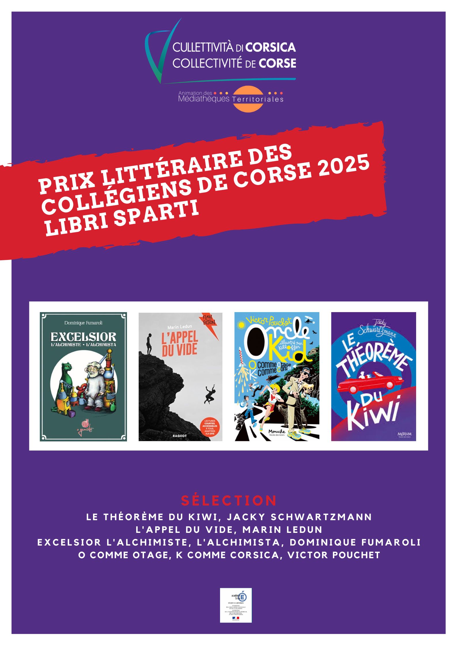 Prix littéraire des collégiens de Corse "Libri Sparti" - Année scolaire 2024/2025