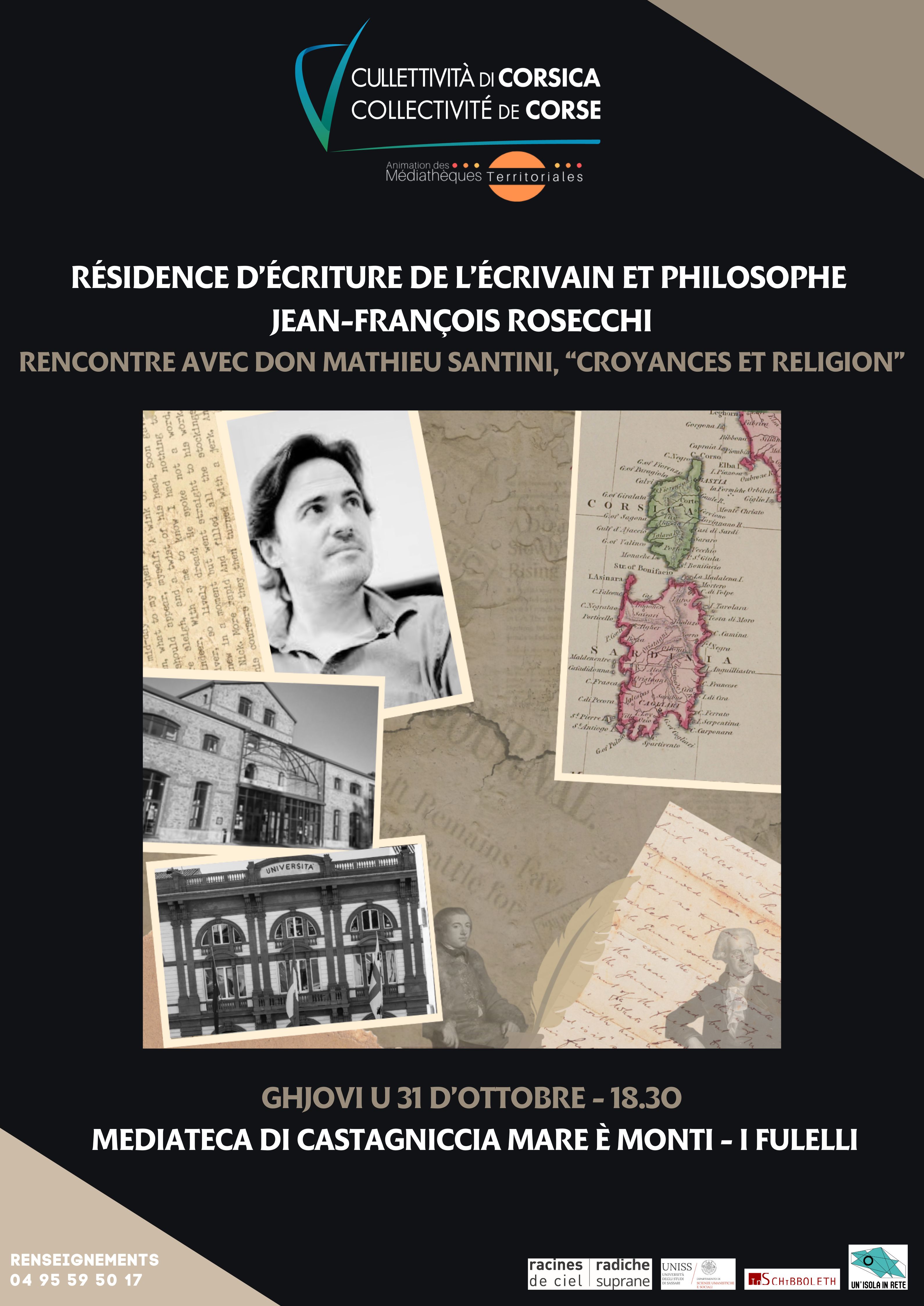 Rencontre avec Don Mathieu Santini, "Croyances et religion"  dans le cadre de la résidence d’écriture de l’écrivain et philosophe ajaccien Jean-François Rosecchi - Médiathèque de Castagniccia "Mare è Monti" - I Fulelli