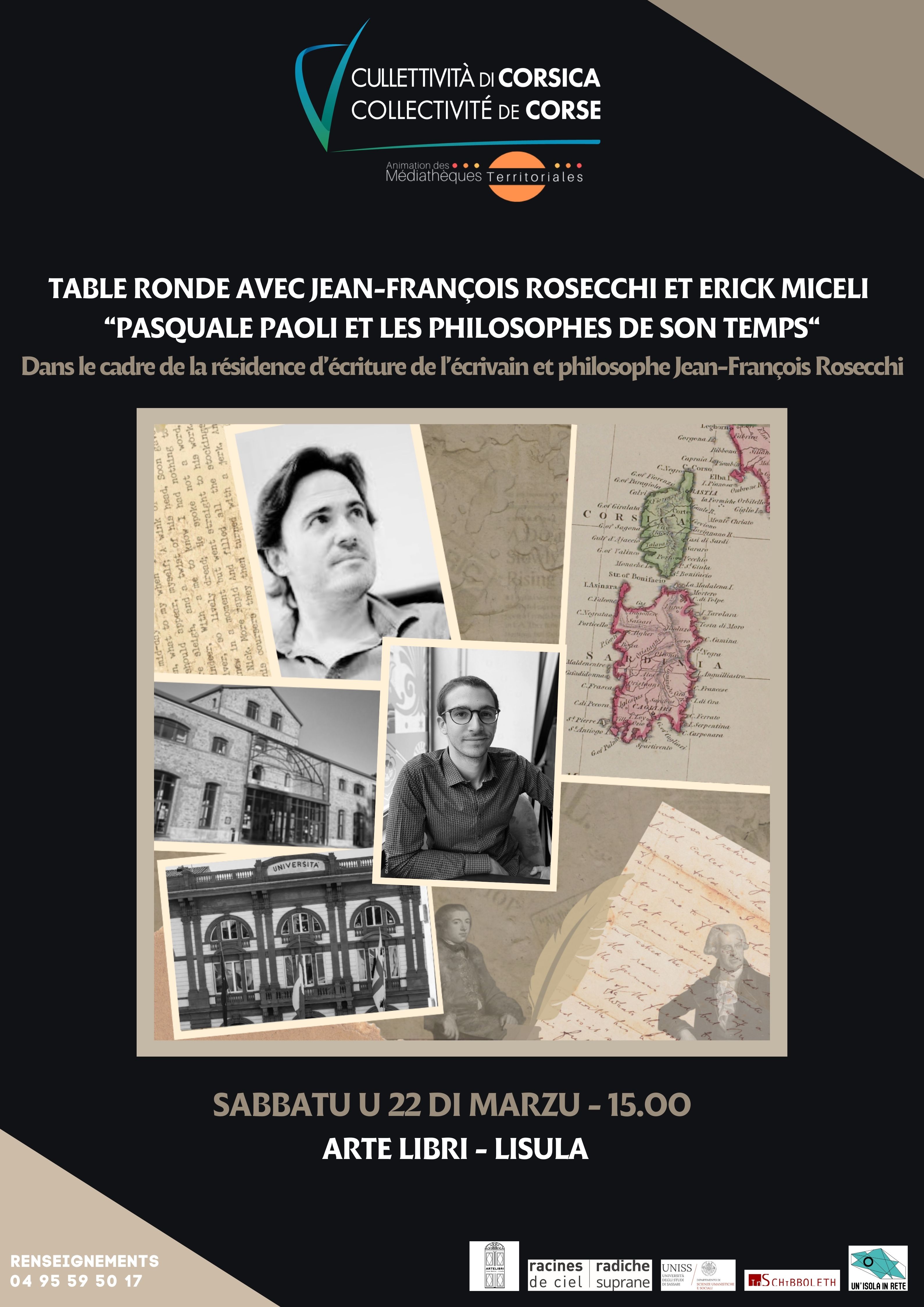 Table ronde avec Jean-François Rosecchi et Erick Miceli sur le thème : « Pasquale Paoli et les philosophes de son temps » dans le cadre de la résidence d’écriture de Jean-François Rosecchi - Casa Salvini - L'Isula