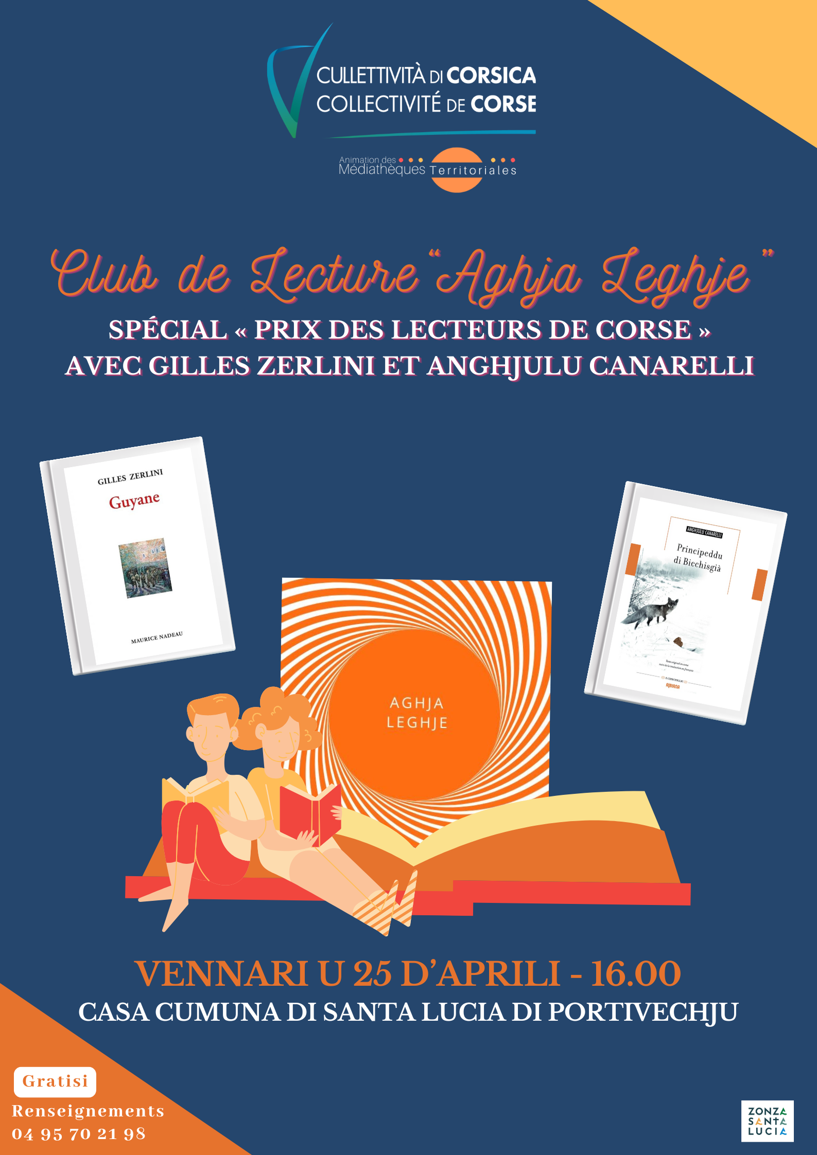 Club de lecture spécial "Prix des lecteurs de Corse" avec Gilles Zerlini et Anghjulu Canarelli - Casa cumuna di Santa Lucia di Portivechju