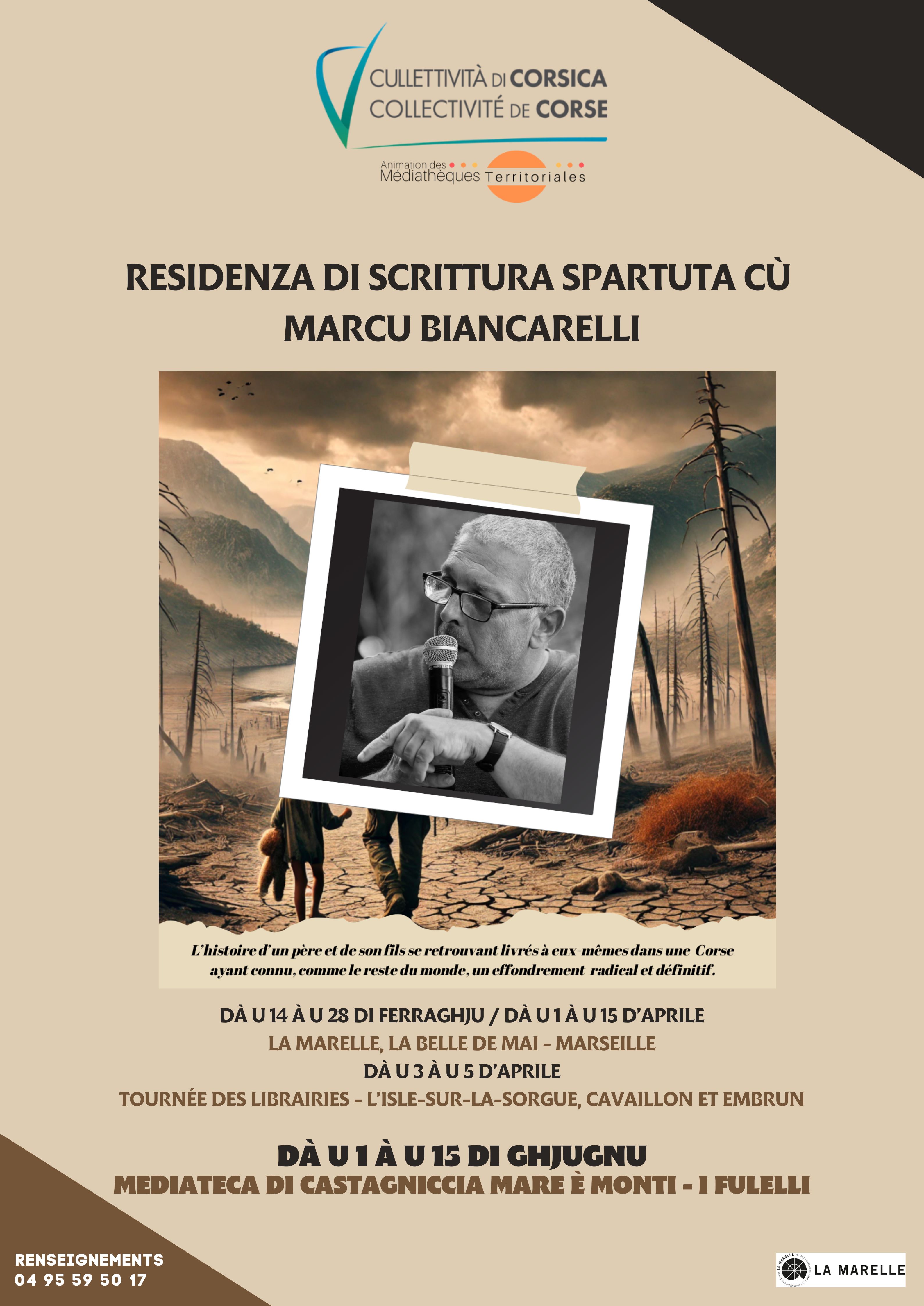 Residenza di scrittura spartuta cù Marcu Biancarelli -  La Marelle, Marseille / Médiathèque de Castagniccia Mare è Monti, I Fulelli 