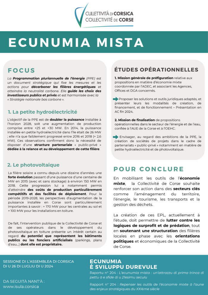 Rapport : Repenser les outils de l'économie mixte 