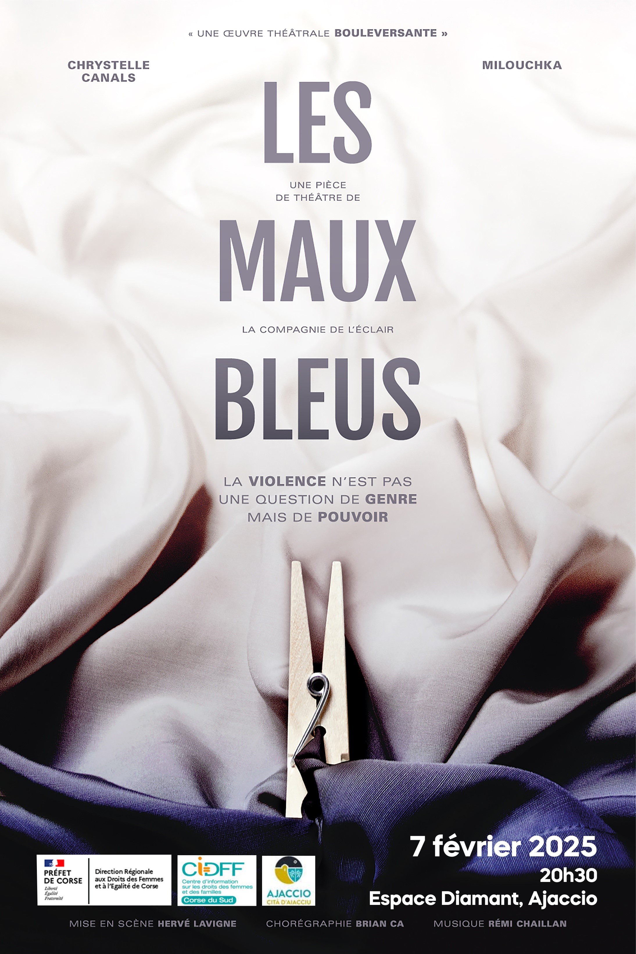 Représentation de la pièce "Les Maux Bleus", sur le thème des violences intrafamiliales et des violences faites aux femmes,